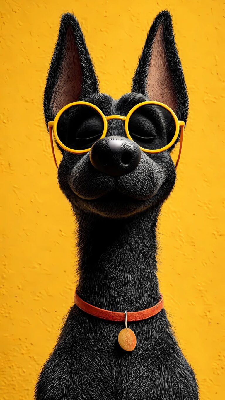 black dog with glasses wallpaper