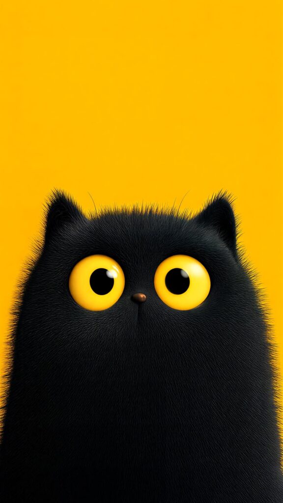 black cat wallpaper, cute cat wallpaper, yellow background wallpaper, aesthetic cat wallpaper, hd wallpaper, trending wallpaper, iphone wallpaper, android wallpaper, pet wallpaper, minimalist wallpaper