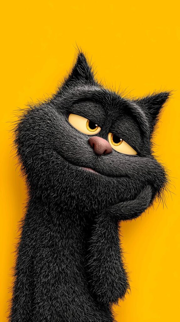 black dog wallpaper, black cat wallpaper, cute pet wallpaper, yellow background wallpaper, adorable animal wallpaper, pet lover wallpaper, hd animal wallpaper, dog and cat wallpaper, aesthetic pet background, iphone wallpaper, android wallpaper, trending wallpaper, animal friendship wallpaper