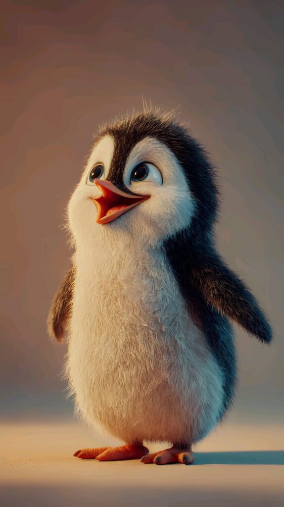 3D penguin wallpaper, cute penguin wallpaper, happy penguin wallpaper, adorable animal wallpaper, colorful background wallpaper, aesthetic penguin wallpaper, trending wallpaper, playful penguin wallpaper, 3D animal art, cheerful penguin background