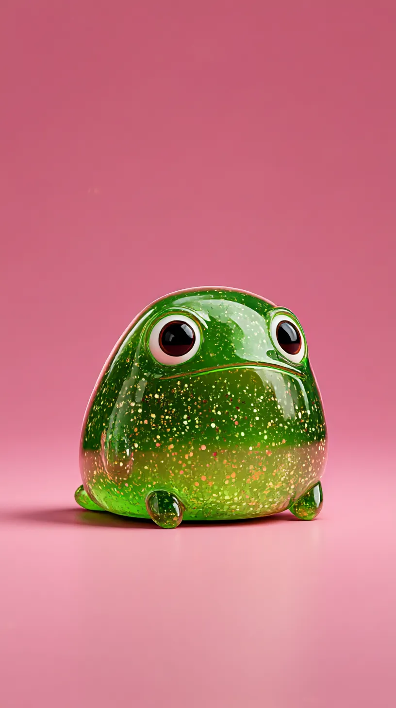 cute green water creature glowing softly with flowing wave textures and bright green tones