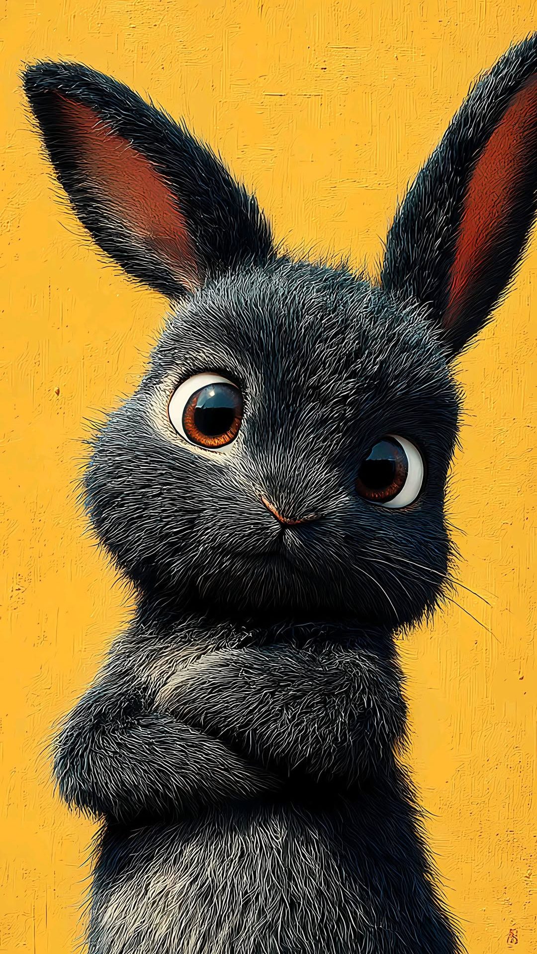 black rabbit wallpaper, cute bunny wallpaper, yellow background wallpaper, adorable rabbit background, pet bunny wallpaper, aesthetic animal wallpaper, trending wallpaper, dark bunny wallpaper, soft tone wallpaper, cute animal wallpaper