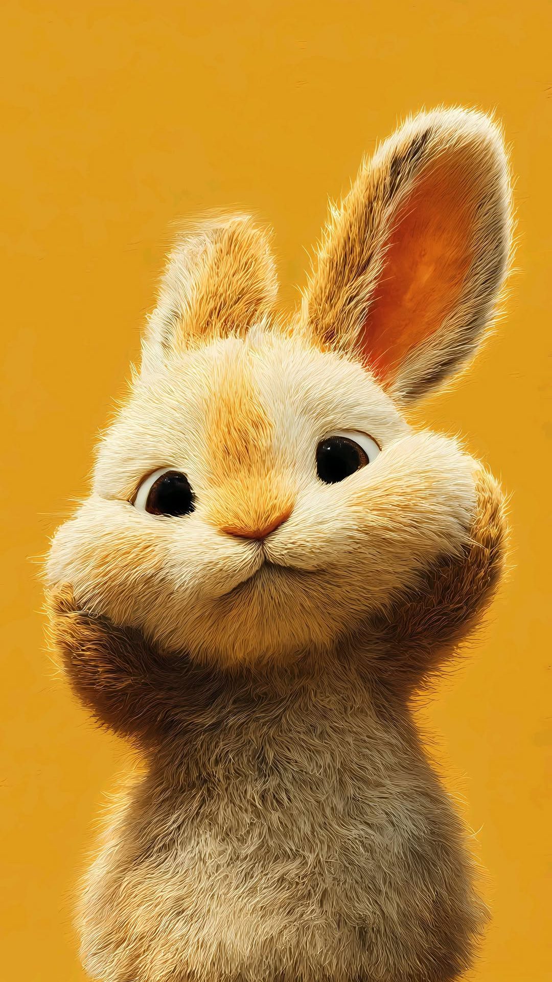 cute rabbit wallpaper, white bunny wallpaper, yellow background wallpaper, adorable animal wallpaper, pet rabbit background, fluffy bunny, trending wallpaper, cute animal wallpaper, aesthetic rabbit wallpaper, soft tone wallpaper