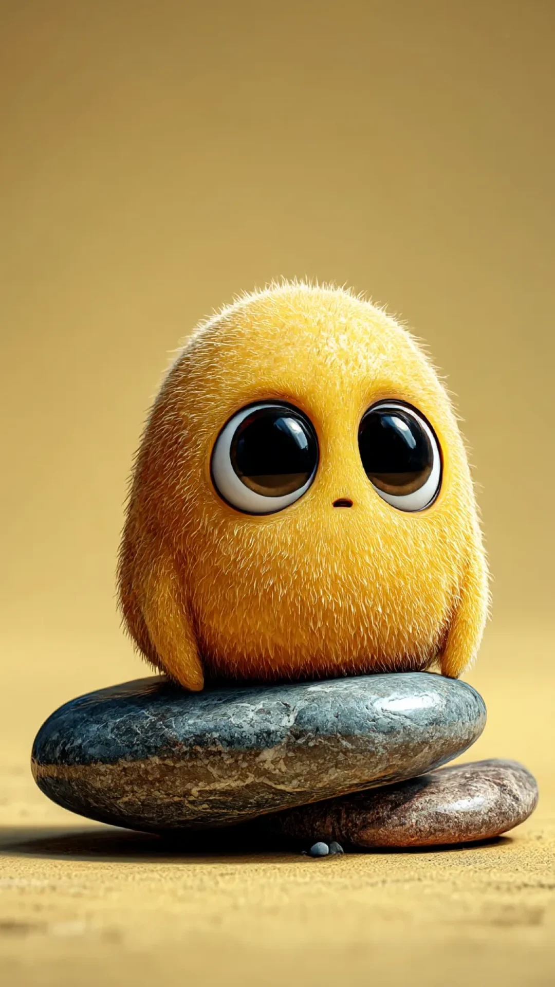 cute yellow water creature glowing softly with smooth ripple textures